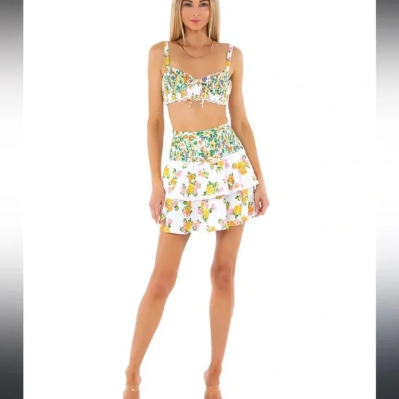 FOR LOVE AND LEMONS Rosalyn Crop Top & Mini Skirt Set - Picture 2 of 16